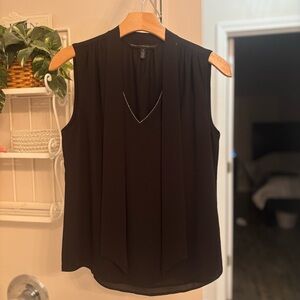 White House Black Market V-Neck Black Blouse